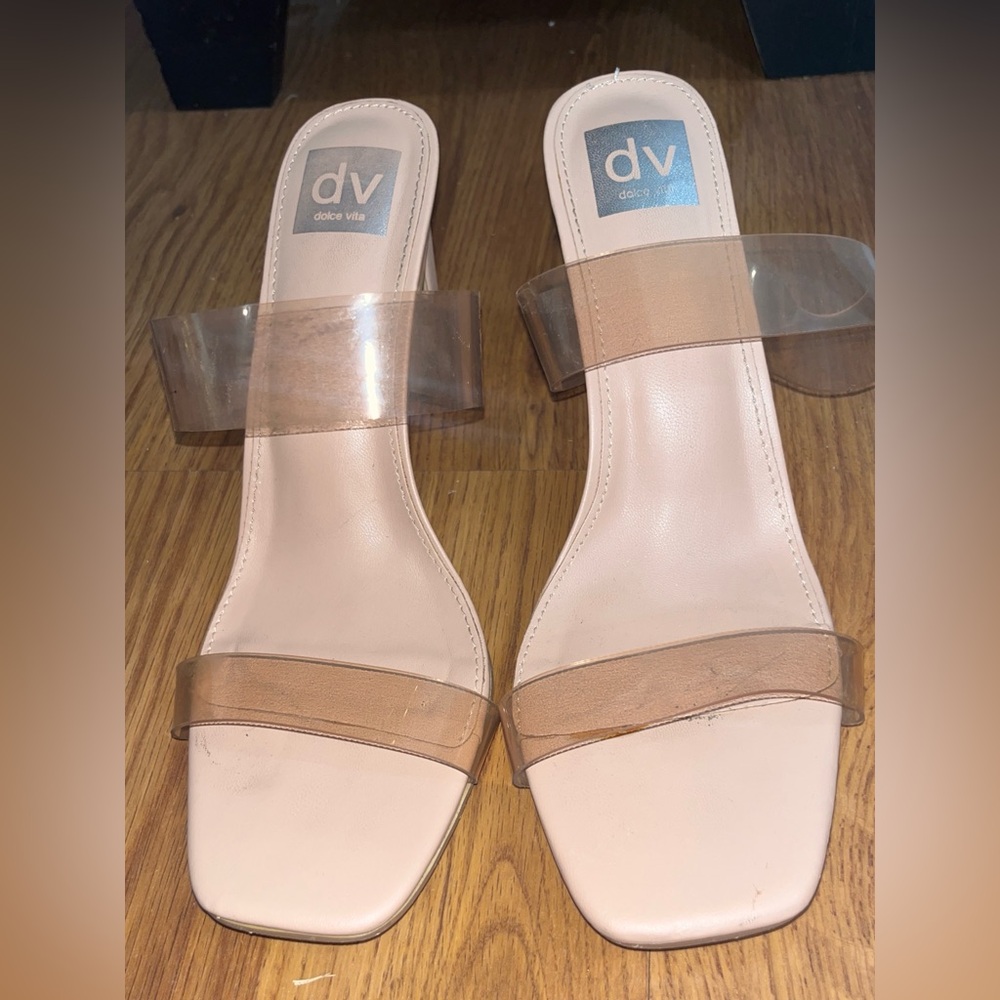 Dolce Vita Clear and Tan Heeled Sandals
